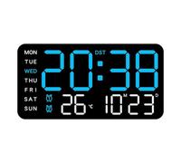 Honseadek Orologio da parete digitale a LED attivato vocale, temperatura, data, visualizzazione settimanale, sveglia, display a LED, 21,5 x 11 x 2,7 cm (H)
