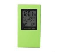 Honseadek Orologio meteorologico a energia solare per uso esterno, monitor LCD di temperatura e umidità con display, design compatto e resistente alle intemperie, montaggio a parete, clima (verde)