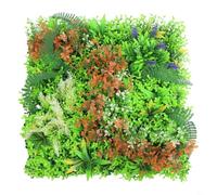 Honseadek Pannello da parete con fiori artificiali, 50 x 50 cm, quadrato, protezione dai raggi UV, foglie verdi, plastica e poliestere, impermeabile e resistente alle intemperie (B)