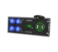 Honseadek Pannello elettrico a 4 posizioni con indicatori LED reali voltmetro e ricarica rapida PD .0 per aggiornamenti di veicoli da 12 V 24 V (luce verde)