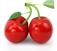 Honseadek Per la decorazione della ciliegia Display Falso Frutta Mazzo Decorazione Grande Simulazione Ciliegie Artificiali Casa Giardino Festa Matrimonio Vacanza Ornamento Rosso