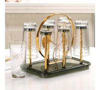 Honseadek Porta tazze da caffè, struttura in ferro e PET con vassoio drenabile, scolapiatti salvaspazio per uso sul piano di lavoro della cucina (ORO B)