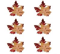 Honseadek Portatovaglioli in lega con design a foglia d'acero, 6 pezzi, decorazione da tavola per festa del Ringraziamento, Natale e autunno (B)