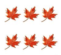 Honseadek Portatovaglioli in lega con design a foglia d'acero, 6 pezzi, decorazione da tavolo per il Ringraziamento, Natale e autunno (A)