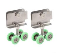 Honseadek Puleggia a quattro ruote per porta scorrevole in acciaio inox per doccia e porte in vetro, ruote in nylon impermeabile con funzionamento silenzioso (2 pezzi)