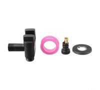 Honseadek Rubinetto di controllo, rubinetto G1/2 1 ingresso con due uscite di controllo per lavatrice, valvola triangolare, soffione doccia, lavabo, 7 x 6 cm, corpo in lega, manico in metallo (nero)