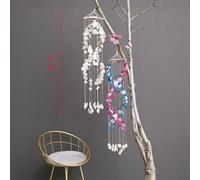 Honseadek Scacciapensieri con doppio drago bianco conchiglia per decorazione domestica, stile mediterraneo da giardino con decorazione a conchiglia, giardino Feng Shui (colorato)