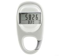 Honseadek Semplice contapassi digitale con un pulsante, pedometro LCD 3D per camminare con schermo grande, clip o cordino da collo, leggero fitness (bianco)