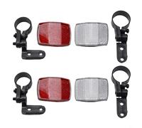 Honseadek Set di 2 riflettori anteriori e posteriori per bicicletta, con staffa di montaggio, riflettore anteriore bianco per manubrio e riflettore posteriore rosso per reggisella, materiale ABS (2