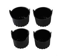 Honseadek Set di 4 pirottini riutilizzabili in silicone per friggitrice ad aria, antiaderenti, con manici facili da sollevare, per uova, muffin, cupcake, budini, crostate (nero)