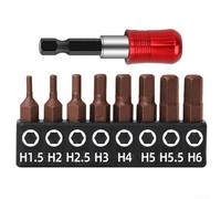 Honseadek Set di 8 punte esagonali metriche in acciaio con punta magnetica, supporto autobloccante per vari strumenti e officine (testa esagonale)