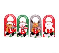 Honseadek Set di decorazioni natalizie da appendere alla porta, 4 pezzi, in tessuto non tessuto, Babbo Natale e pupazzo di neve, ornamento festivo per l'ingresso della casa per le festività natalizie