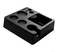 Honseadek Stazione di pressatura del caffè in ABS con Knock Box, anello dosatore multifunzionale e supporto per tamponi, base in silicone antiscivolo per uso domestico o commerciale (nero)