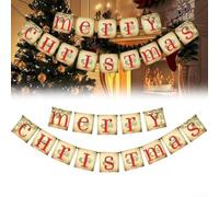 Honseadek Striscione di buon Natale, decorazioni natalizie vintage, bandierine di Natale, decorazioni per albero di Natale, per la casa, festa di Natale, camino, mantello decorativo