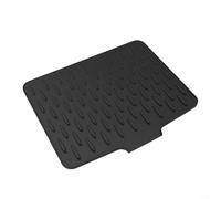 Honseadek Tappetino scolapiatti in silicone con deviazione dell'acqua angolata, per lavello da cucina, resistente al calore, antiscivolo, per uso domestico e commerciale (nero)