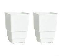 Honseadek Vaso da fiori quadrato traspirante con fioriera per controllo delle radici, contenitore per piante di aerazione per radici, 8 cm e 10 cm, vaso in plastica per interni (bianco, 10 cm)