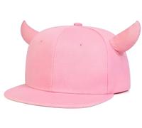 honselia - Cappello del Diavolo, Cappello da baseball in cotone regolabile per adolescenti, traspirante, cappello sportivo e da ciclismo con corno da toro per adolescenti e adulti, Rosa, taglia unica