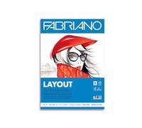 Honsell 19100505 Fabriano Layout Block 21 x 29,7 cm, 75 g/m², 70 fogli, senza acidi, resistente agli urti, superficie liscia ideale per schizzi, disegni e calligrafia, bianco, A4