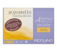 Honsell 19311826 Fabriano Artistico Acquarello Watercolour, extra bianco, grana fine pressata, 18 x 26 cm, 20 fogli da 300 g/m², cartone per acquerello di alta qualità, blocco incollato su 4 lati