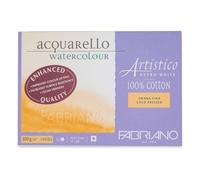 Honsell 19313551 Fabriano Artistico Acquarello Watercolour, extra bianco, grana fine pressata, 35,5 x 51 cm, 15 fogli da 300 g/m², cartoncino per acquerello di alta qualità, blocco incollato su 4 lati