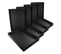 Honsell 81331 - Scatola portaoggetti con coperchio per formati DIN A4, dimensioni interne circa 32,5 x 23,0 x 3,5 cm, scatola in cartone nero con superficie satinata (Confezione da 4)