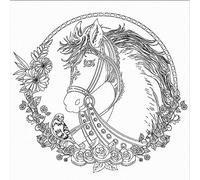 Honsell-Cornice Cavalli, Formato 30 x 30 cm, Motivo prestampato da colorare con Colori acrilici, acquerelli e ad Olio e pennarelli e matite Colorate, Bianco, 12132