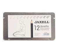 Honsell Jaxell 8000 - Set di 12 matite in custodia metallica, durezza 2H - 9B, laccato nero, atossico, forma esagonale