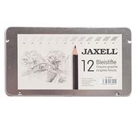 Honsell Jaxell 8001 - Set di 12 matite in custodia metallica, durezza 4H - 6B, laccata nera, atossica, forma esagonale