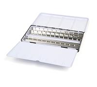 Honsell Scatola vuota in metallo per acquerelli 48 mezze o 24 ciotole piene, con tavolozza di miscelazione e anello pollice