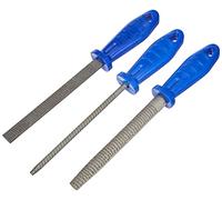 Honsell Set di 3 raspe con manico in plastica, semicircolare e 1 piatto per la lavorazione della pietra ollare grossa lunga 15-20 cm, colorata, taglia unica
