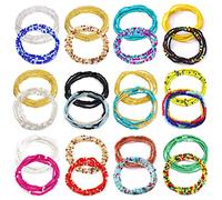 Honsny 24 perline per la vita da donna, in stile africano, catena a strati per il corpo della pancia colorata, gioielli da spiaggia, plastica, senza pietre preziose