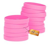 HONTIUS 12Pezzi Braccialetti In Gomma, Braccialetti In Silicone, Vuoto Elastici di Gomma per Uomo Donna Scuola Insegnante Squadra Festa Rosa