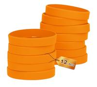 HONTIUS 12Pezzi Braccialetti In Gomma, Braccialetti In Silicone, Vuoto Elastici di Gomma per Uomo Donna Scuola Insegnante Squadra Festa Arancia