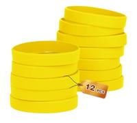 HONTIUS 12Pezzi Braccialetti In Gomma, Braccialetti In Silicone, Vuoto Elastici di Gomma per Uomo Donna Scuola Insegnante Squadra Festa Giallo
