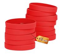 HONTIUS 12Pezzi Braccialetti In Gomma, Braccialetti In Silicone, Vuoto Elastici di Gomma per Uomo Donna Scuola Insegnante Squadra Festa Rosso
