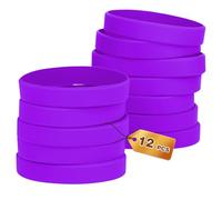 HONTIUS 12Pezzi Braccialetti In Gomma, Braccialetti In Silicone, Vuoto Elastici di Gomma per Uomo Donna Scuola Insegnante Squadra Festa Porpora