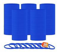 HONTIUS 50 Pezzi Braccialetti In Silicone, 0.24'' 6 mm di larghezza super stretto Braccialetti In Gomma, Vuoto Elastici di Gomma per per Adulti Uomo Donna Scuola Festa Fitness Corsa Sport Blu