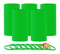 HONTIUS 50 Pezzi Braccialetti In Silicone, 0.24'' 6 mm di larghezza super stretto Braccialetti In Gomma, Vuoto Elastici di Gomma per per Adulti Uomo Donna Scuola Festa Fitness Corsa Sport Verde