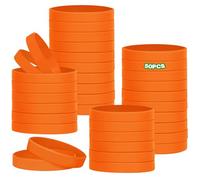 HONTIUS 50 Pezzi Braccialetti In Silicone, 7'' Braccialetti In Gomma, Vuoto Elastici di Gomma per per Adulti Uomo Donna Scuola Insegnante Squadra Festa Fitness Corsa Sport Arancia