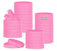 HONTIUS 50 Pezzi Braccialetti In Silicone, 8'' Braccialetti In Gomma, Vuoto Elastici di Gomma per per Adulti Uomo Donna Scuola Insegnante Squadra Festa Fitness Corsa Sport Rosa