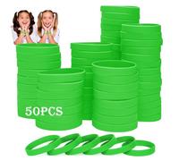 HONTIUS 7'' Braccialetti In Gomma, 50 Pezzi Braccialetti In Silicone, Verde Vuoto Elastici di Gomma per Uomo Donna Scuola Insegnante Squadra Festa 8~12 di età