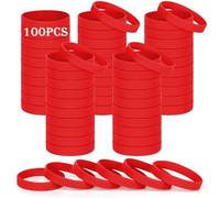 HONTIUS 8'' Braccialetti In Gomma, 100 Pezzi Braccialetti In Silicone, Rosso Vuoto Elastici di Gomma per Uomo Donna Scuola Insegnante Squadra Festa