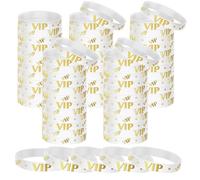 HONTIUS 8'' VIP Braccialetti In Gomma, 100Pezzi VIP Bianco Braccialetti In Silicone, Viola Chiaro Vuoto Elastici di Gomma per Uomo Donna Scuola Insegnante Squadra Festa