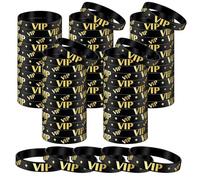 HONTIUS 8'' VIP Braccialetti In Gomma, 50Pezzi VIP Nero Braccialetti In Silicone, Viola Chiaro Vuoto Elastici di Gomma per Uomo Donna Scuola Insegnante Squadra Festa