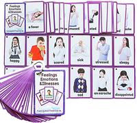 HONTOUSIP 32 schede flash per sentimenti/emozioni per bambini, set di carte educative speciali per l'apprendimento di routine, perfette per asili, insegnanti, terapisti dell'autismo (11 x 7,6 cm)