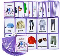 HONTOUSIP 34 schede flash per vestiti per bambini, set di carte educative speciali per l'apprendimento, perfette per asili, insegnanti, terapisti dell'autismo (11 x 7,6 cm)