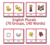 HONTOUSIP 35 PCS English Plurals Cards- Learning Picture & Word Card Flashcards(English Word Learning Card & Pocket Size Flash Card for Children And Preschool),5.35x3.62in