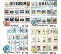 Hontousip - Flash card in inglese a tema natura, luoghi ed edifici, famiglia e casa, preposizioni per bambini, strumenti e giocattoli per asilo, insegnanti, terapisti dell’autismo