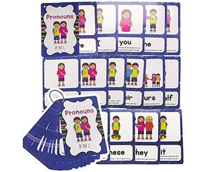 HONTOUSIP Flashcard per pronomi personali grammaticali inglesi, carte tascabili per apprendimento, perfette per pre-K/insegnante/terapisti dell'autismo