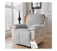 HonunG Copripoltrona 1 2 3 posti con Braccioli,Copridivano Flanella per Poltrona Relax Reclinabile Elettrica Reversibile Copri Divano Antiscivolo Antimacchia AntiGraffio (Grigio,1 Posto)